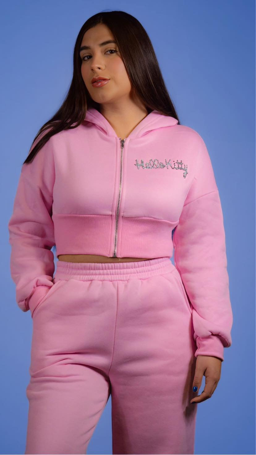 Kitty rhinestone tracksuit